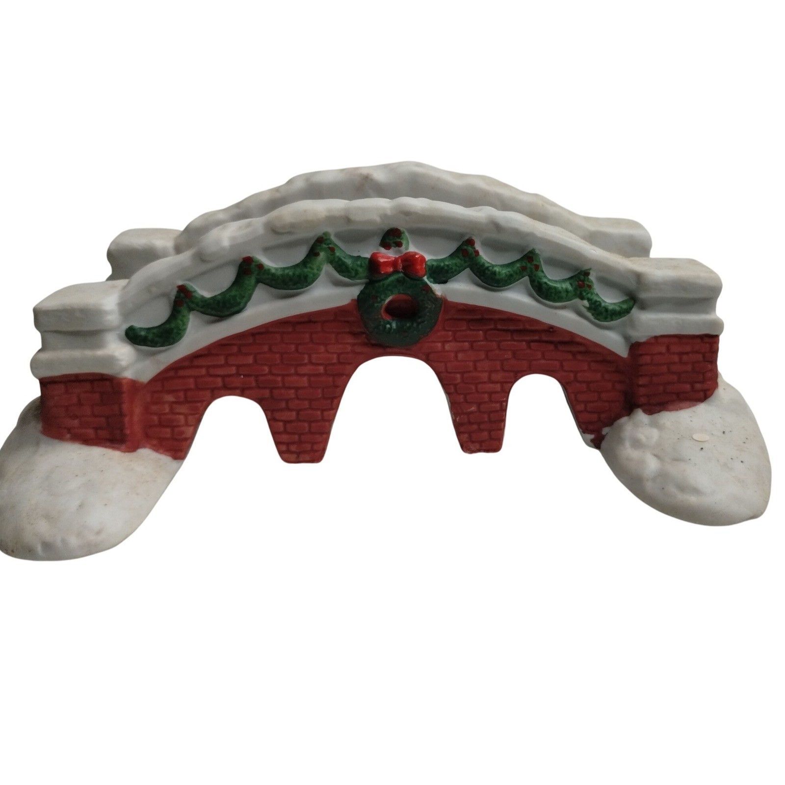 Ceramic Christmas Village Bridge Snow Brick Garland Wreath Holiday Decor