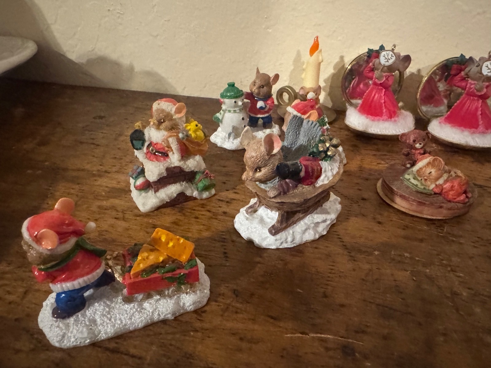 Vintage Christmas Village mouse Figures Lot Of 16