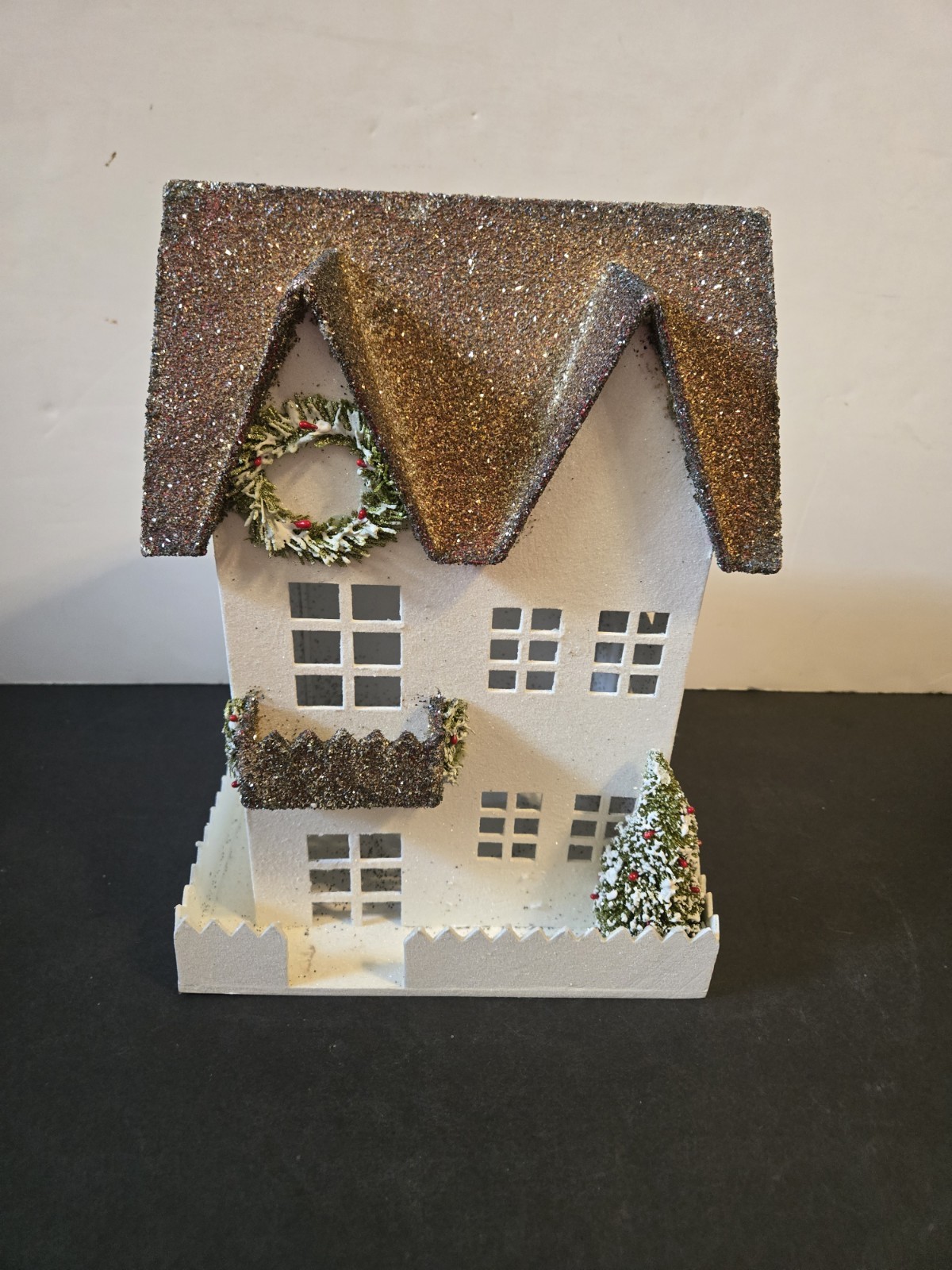 POTTERY BARN WOODEN CHRISTMAS LIGHTED SPARKLE HOUSE