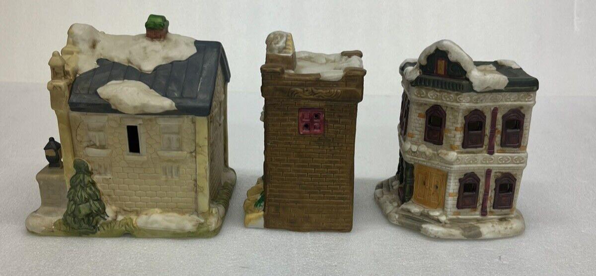 Frank’s Nursery and Crafts 12 Piece Set Porcelain Christmas Village Blue Box