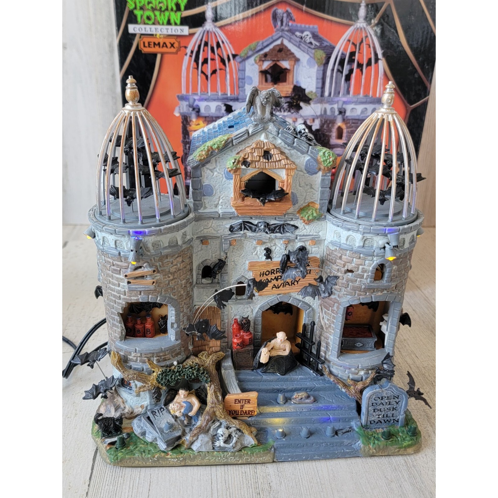 Lemax Vampire Bat Aviary 2011 spooky town Village accessory Halloween