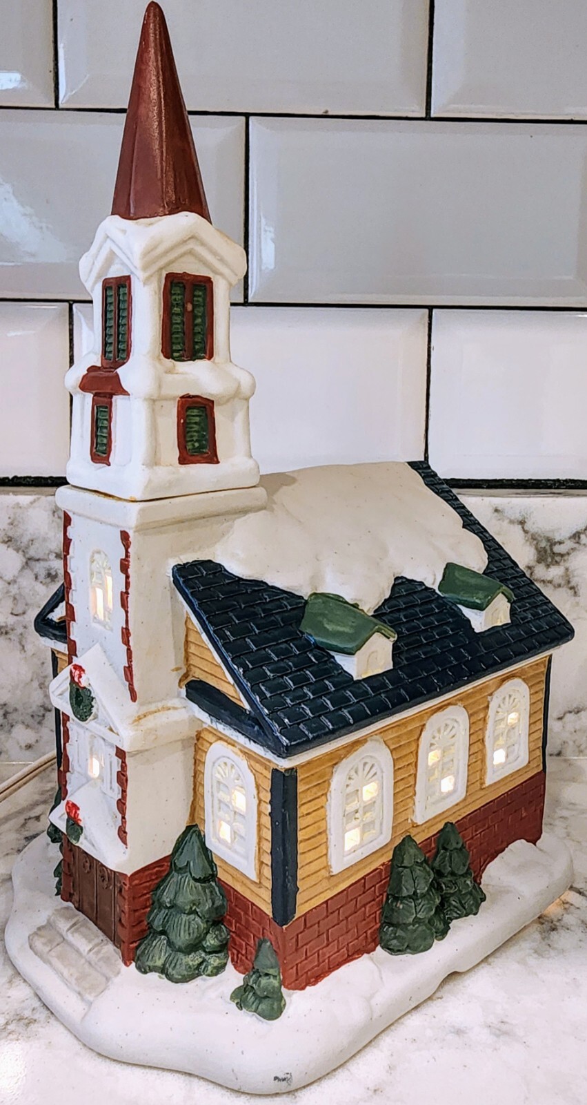 Hand Painted Ceramic Christmas Village Lighted House Caldor Share The Joy