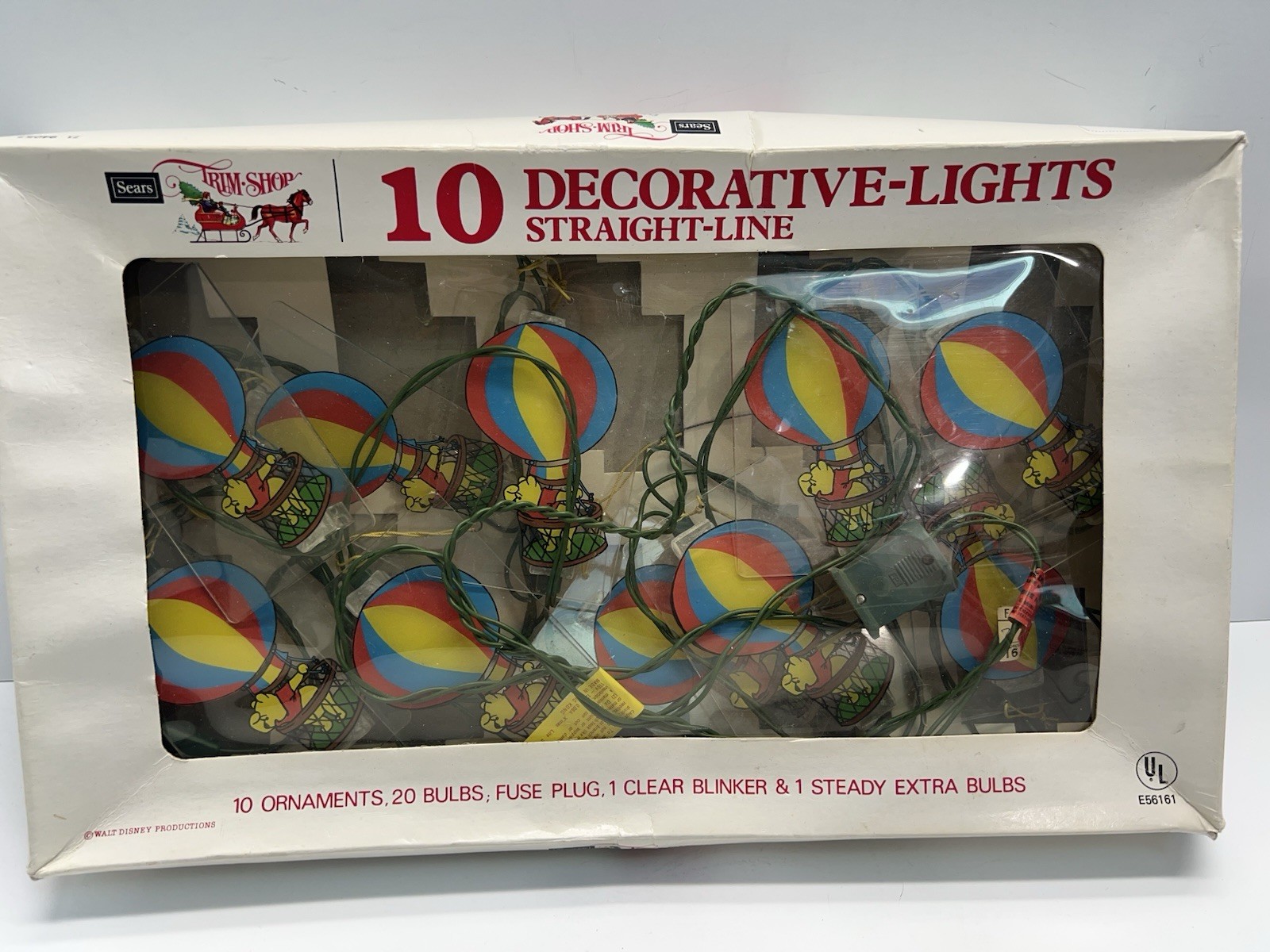 Sears Christmas 1960s Trim Shop Winnie The Pooh Disney Hot Air Balloon 10 Lights