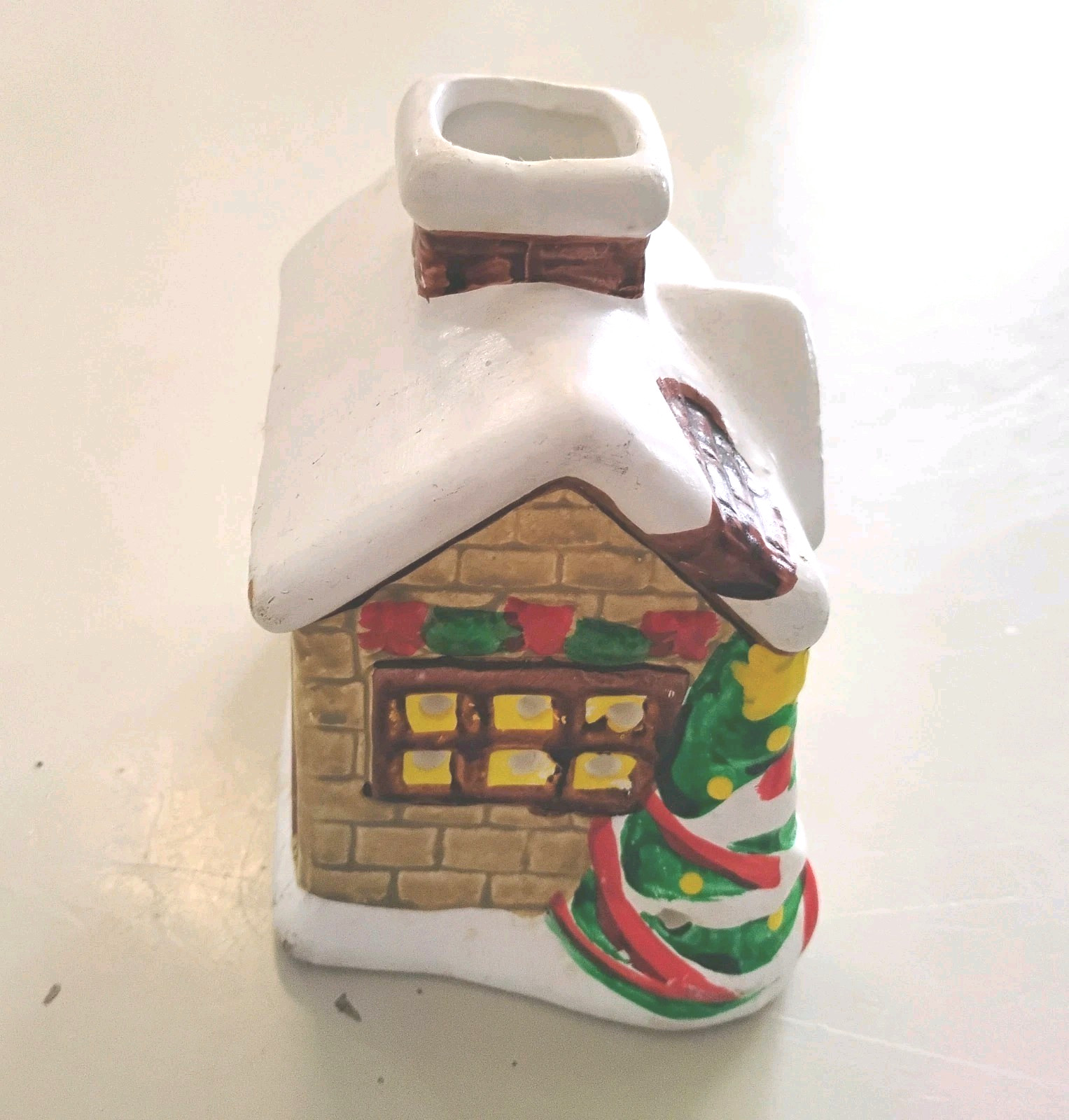 Vintage Russ Berrie Victorian Votive Candle Porcelain Christmas Snow house