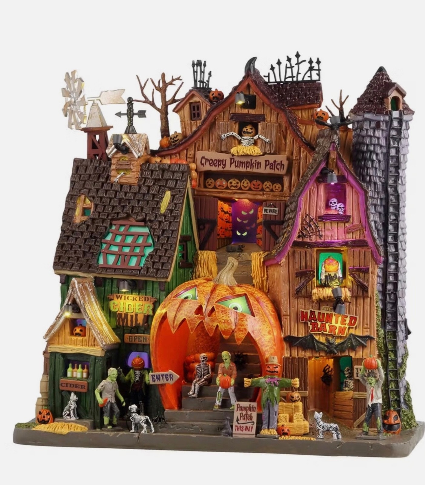 Lemax Spooky Town CREEPY PUMPKIN PATCH – Lit Facade – NEW
