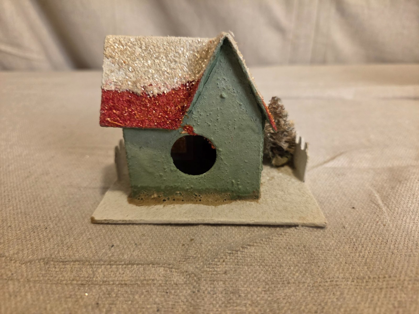 Vintage Christmas Putz House with Mica Glitter Made in Occupied Japan