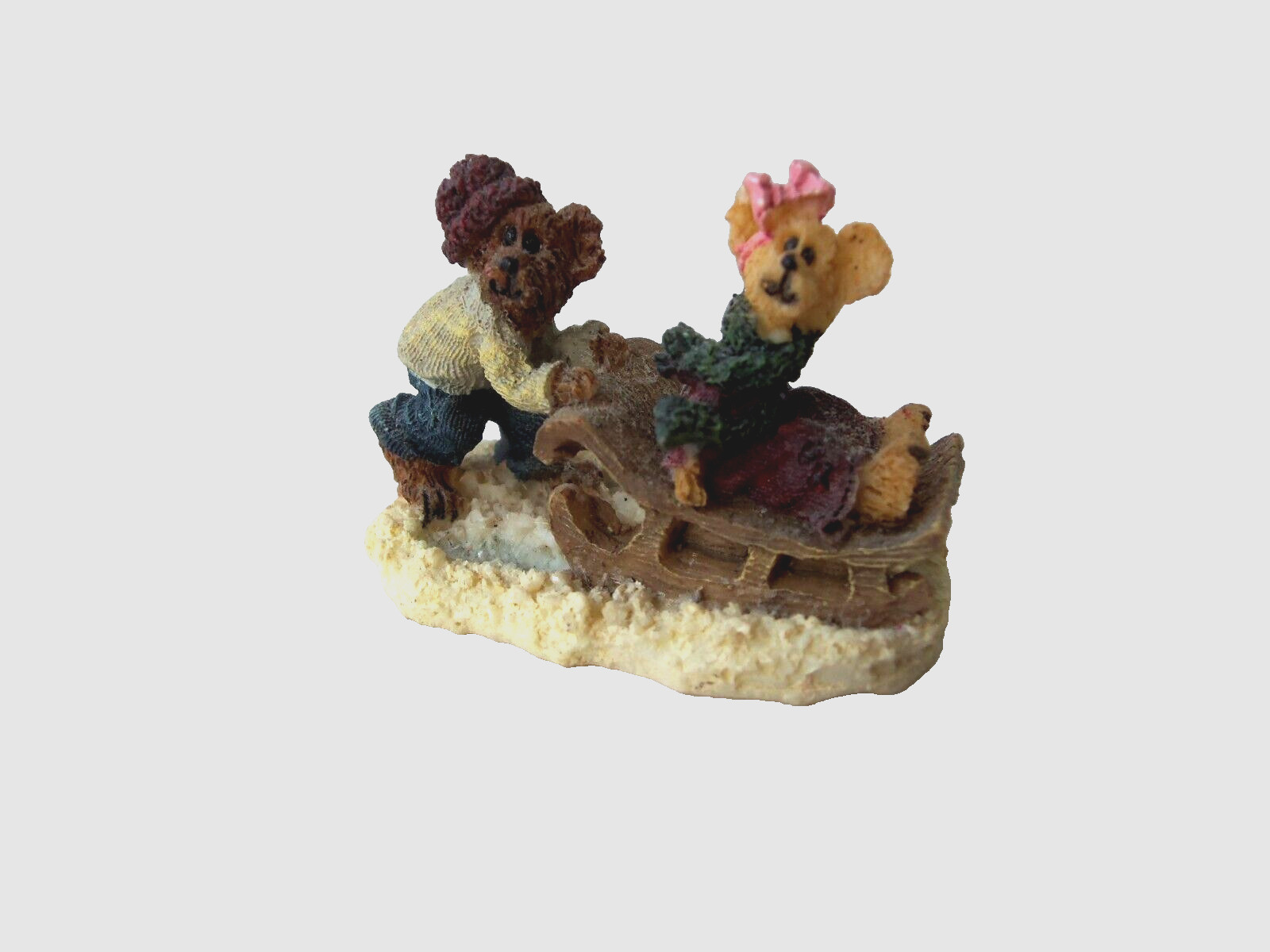 Boyds Town Village Accessory Shawn & Dawn! 2000! SMALLER! SLEDDING BEARS!