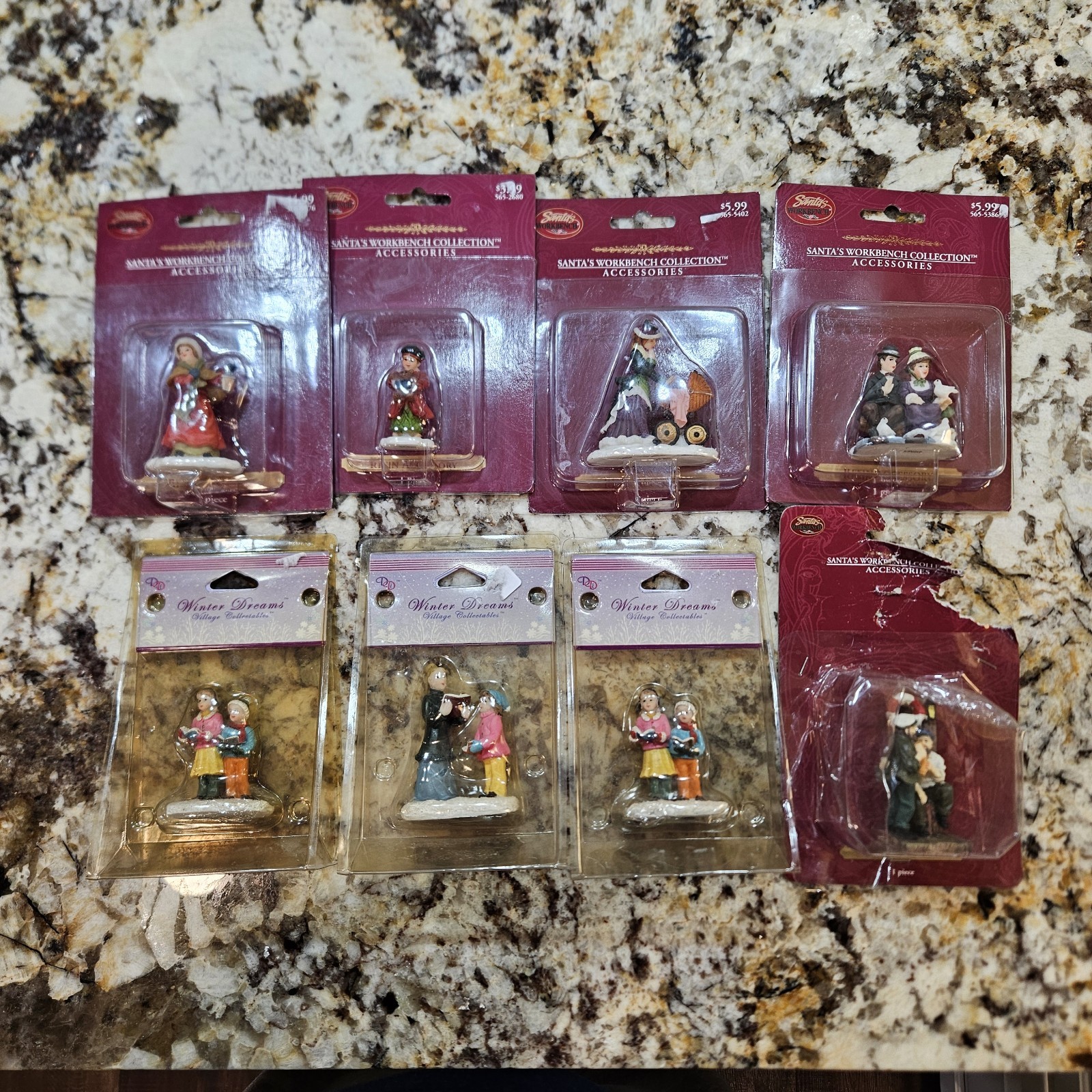 Lot Of 8 Vintage Christmas Village Figures/Collections 2001 & 2004