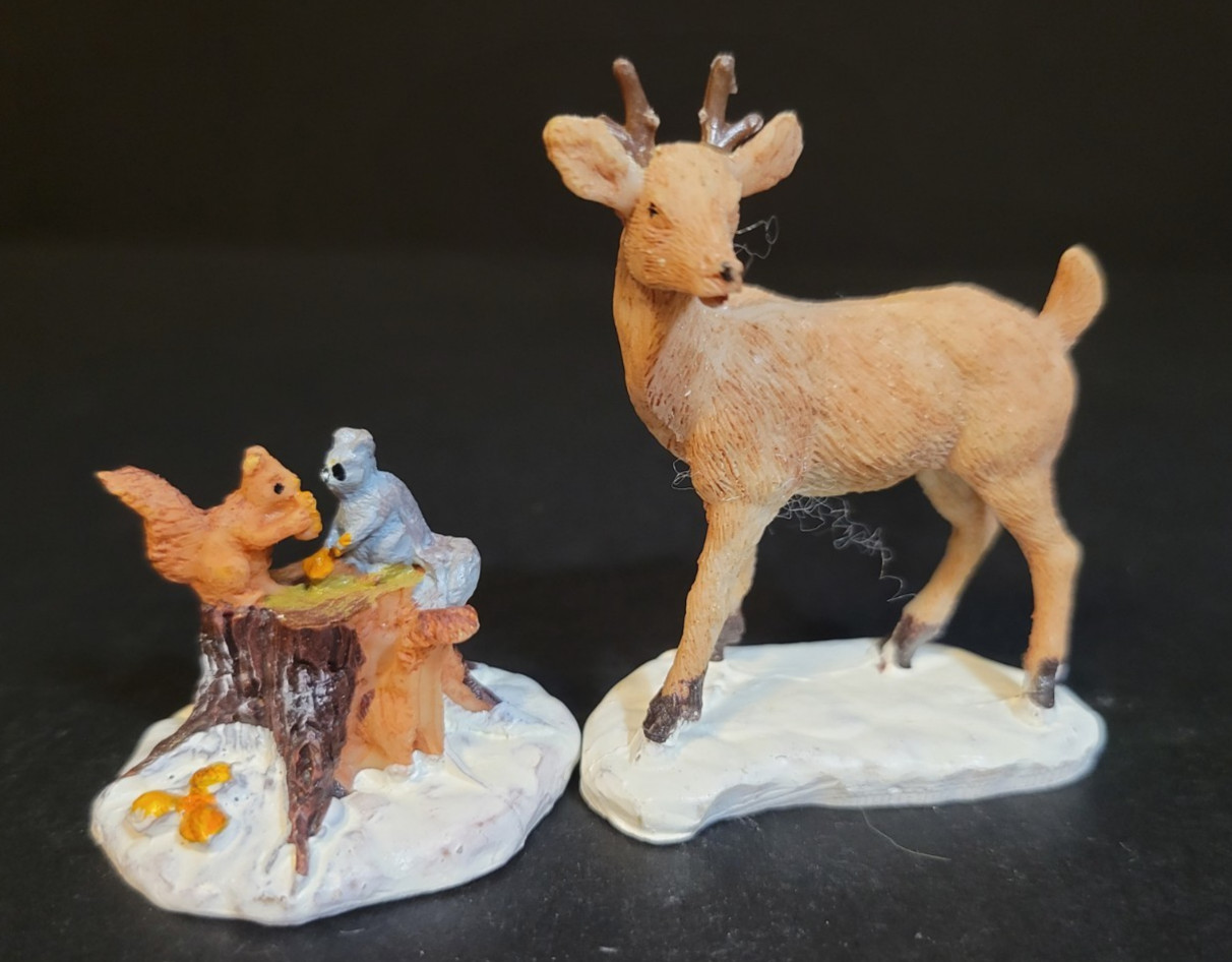 Lemax Christmas Village Town Deer On Hoof Chipmunks Woodland Animals Squirrels