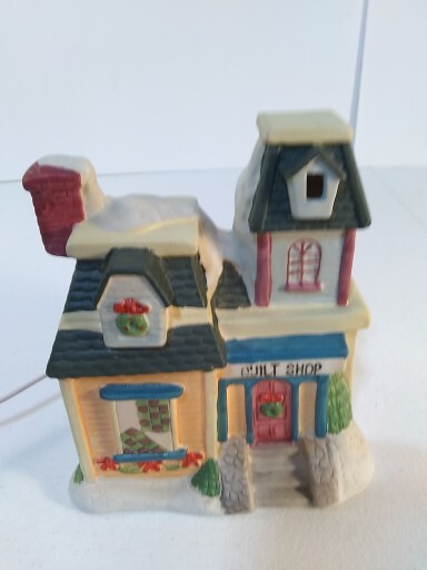 Vintage Share The Joy Our Town Collection Christmas Village Caldor Quilt Shop