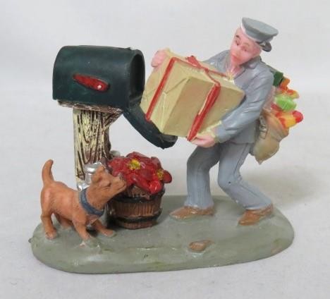 Lemax Village POSTAL PREDICAMENT Man Dog Mail Christmas Figure 2008 #82508 RARE