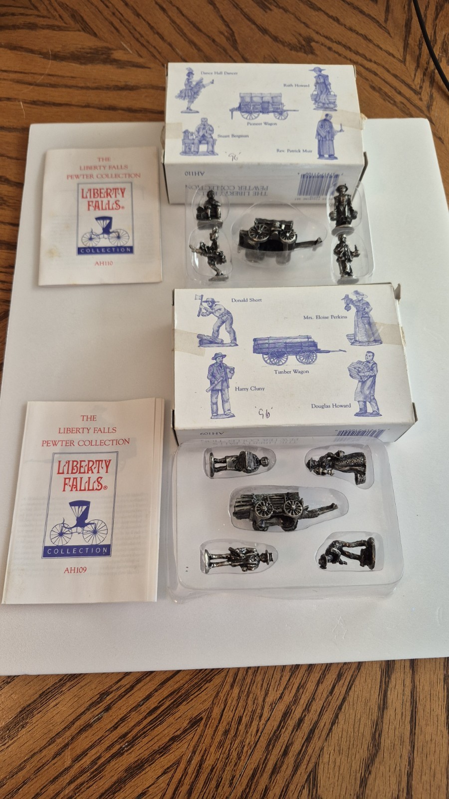 Lot 2 Boxes 1996 Liberty Falls Americana Pewter Collection 10 Figures AH109/110