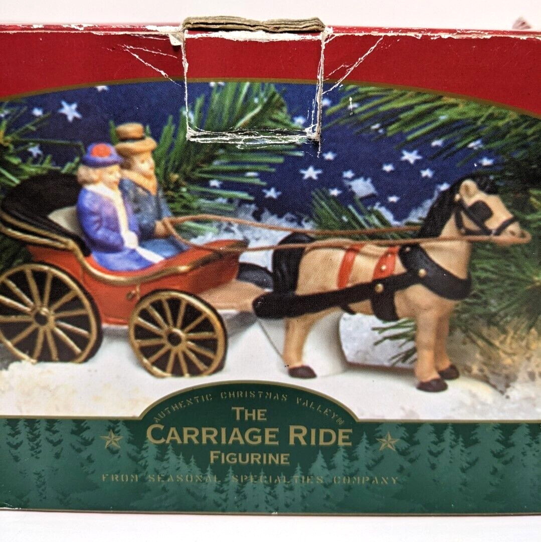 Carriage Ride Figurine, Vintage 1996, Horse Drawn, Christmas Village Decoration