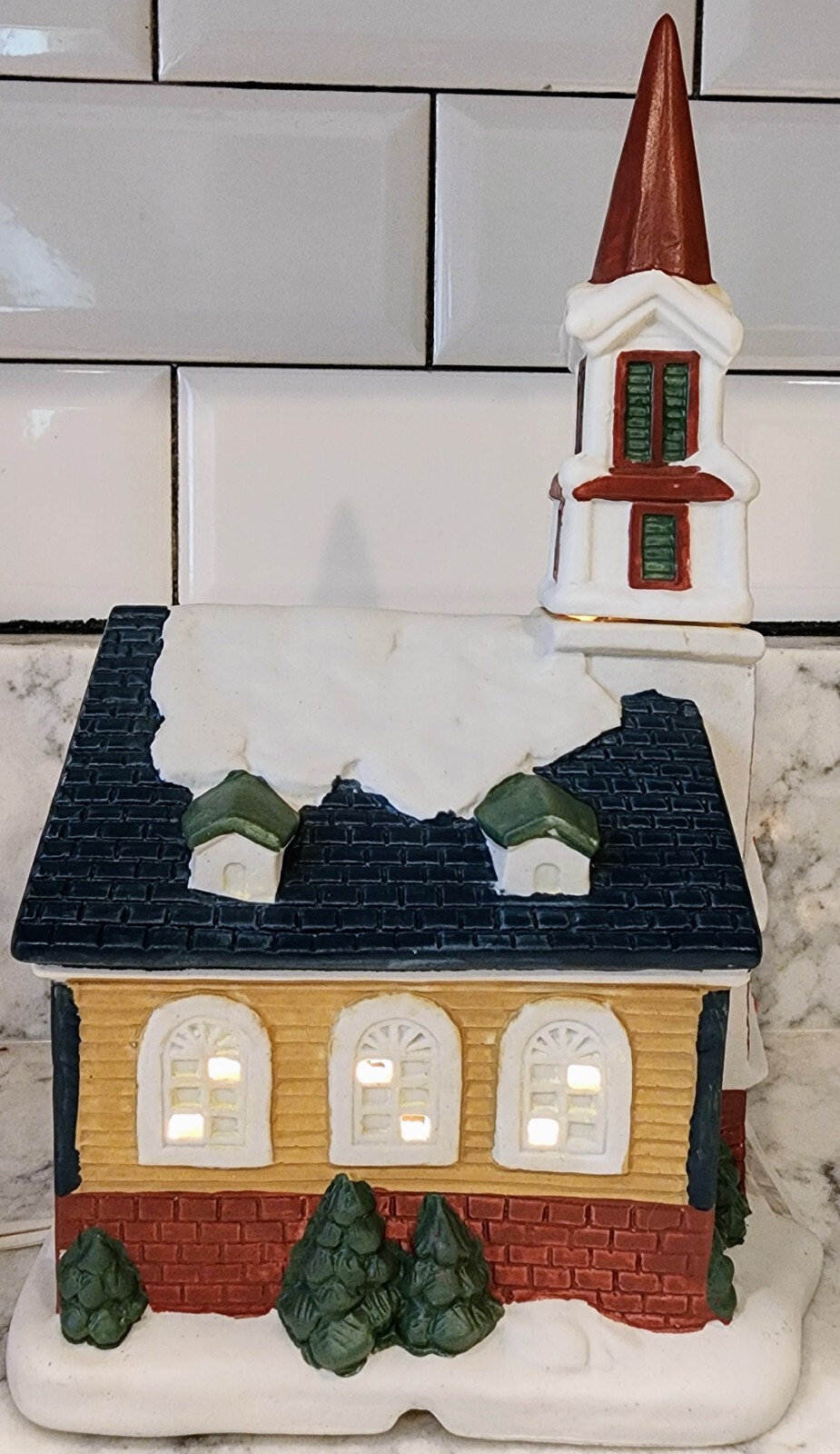 Hand Painted Ceramic Christmas Village Lighted House Caldor Share The Joy