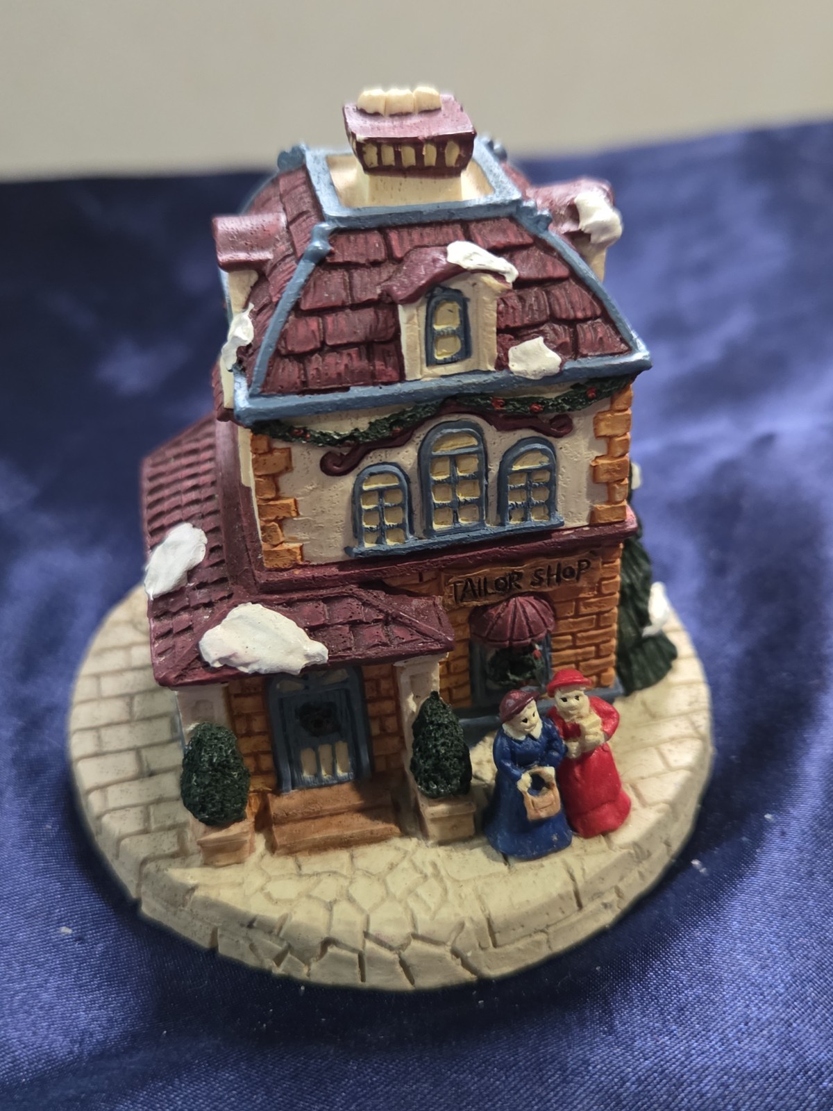 Crystal Falls Village Tailor Shop Miniature Christmas Village House VTG 1994