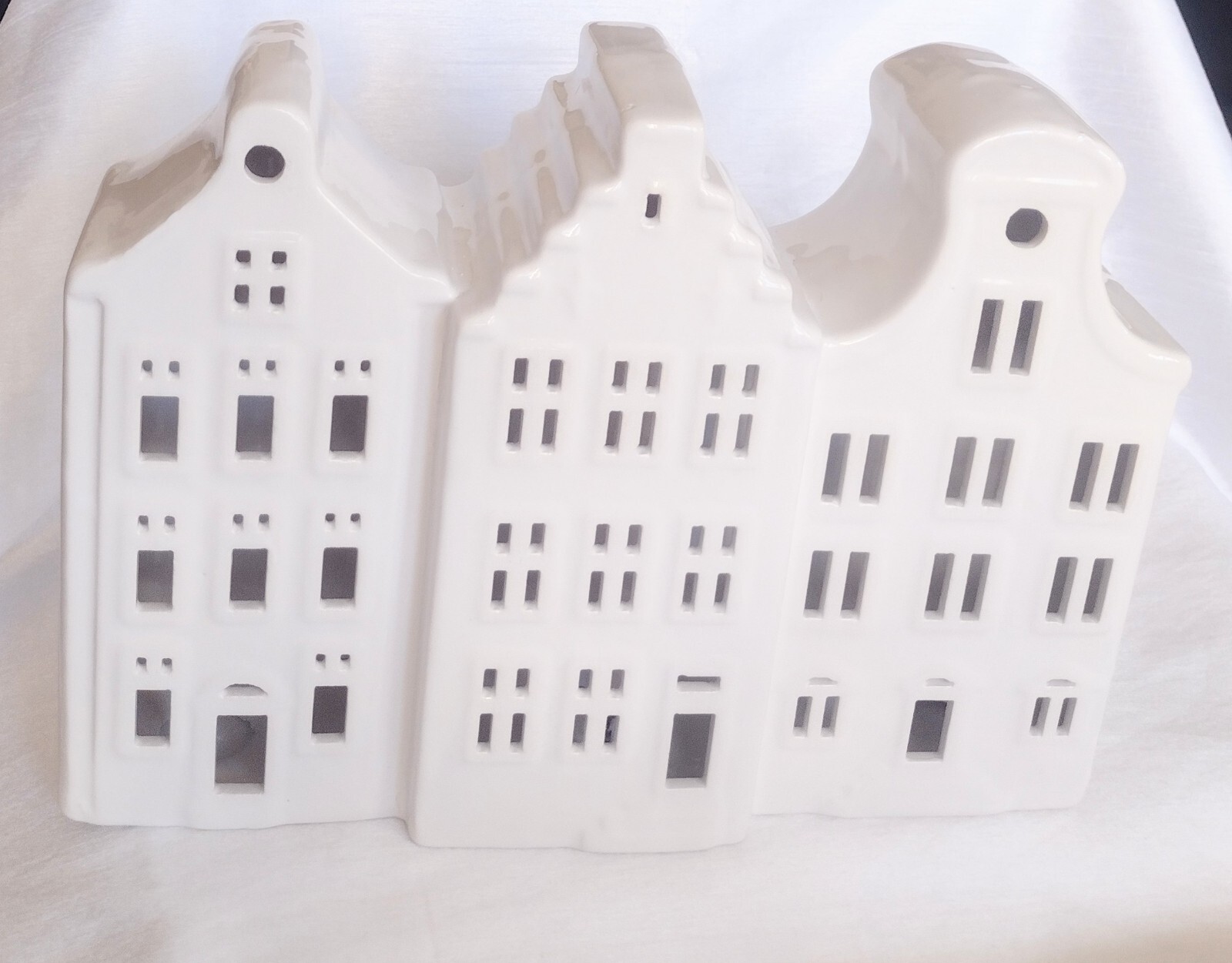 Large White Porcelain Light Up Houses , 3 multi story houses/ buildings together