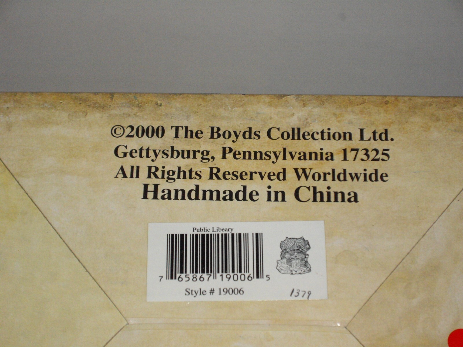 2000 Boyds Town Bearly Built Villages Public Library First Edition box