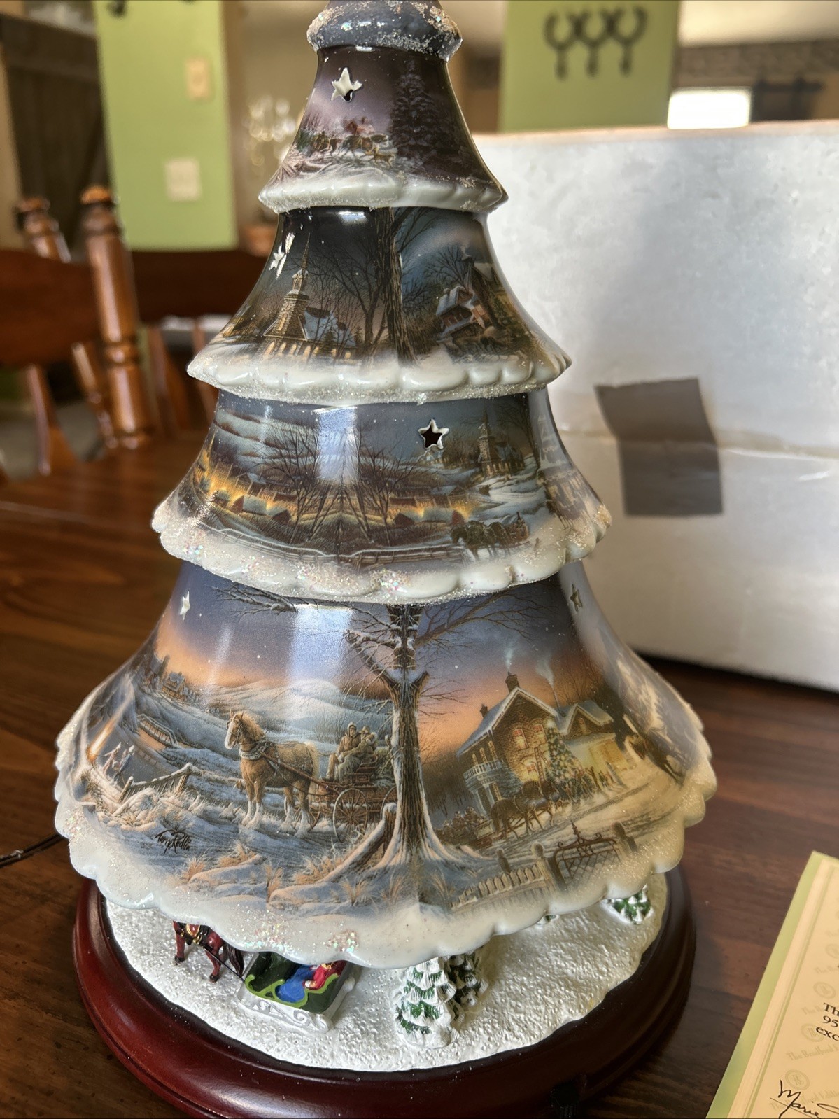 Bradford Terry Redlin’s “Holiday Retreat” Heriloom Porcelain Illuminated Tree