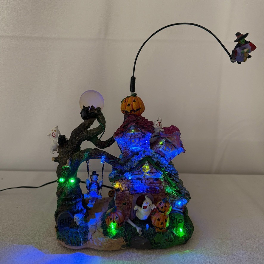 Target LED Village With Flying Witch Halloween Decoration 2009 Tested And Works
