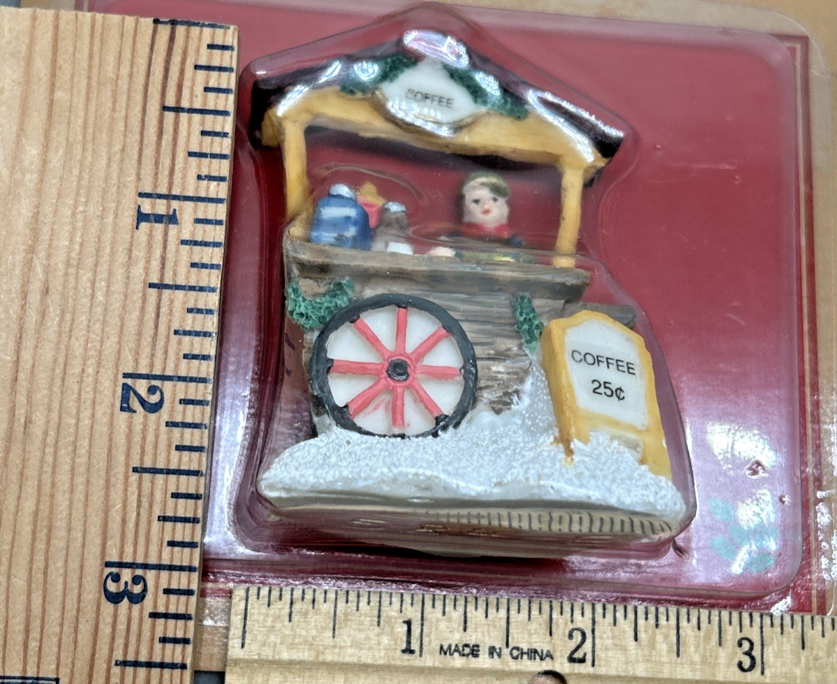 1 Pc Vintage 1990s Christmas Village Accessories Figure Coffee Cart Sealed Retro