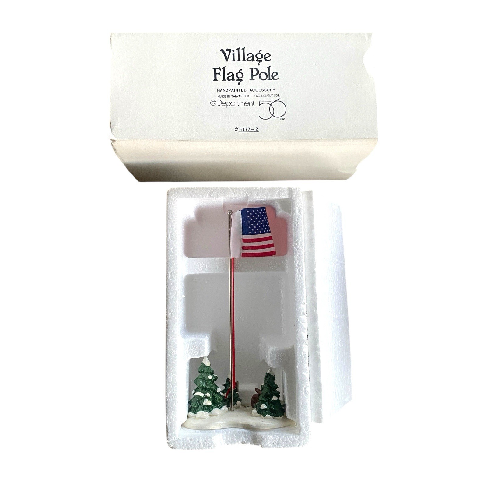 Vintage Dept 56 Snow Village Flag Pole #5177-2 Christmas Holiday. Patriotic
