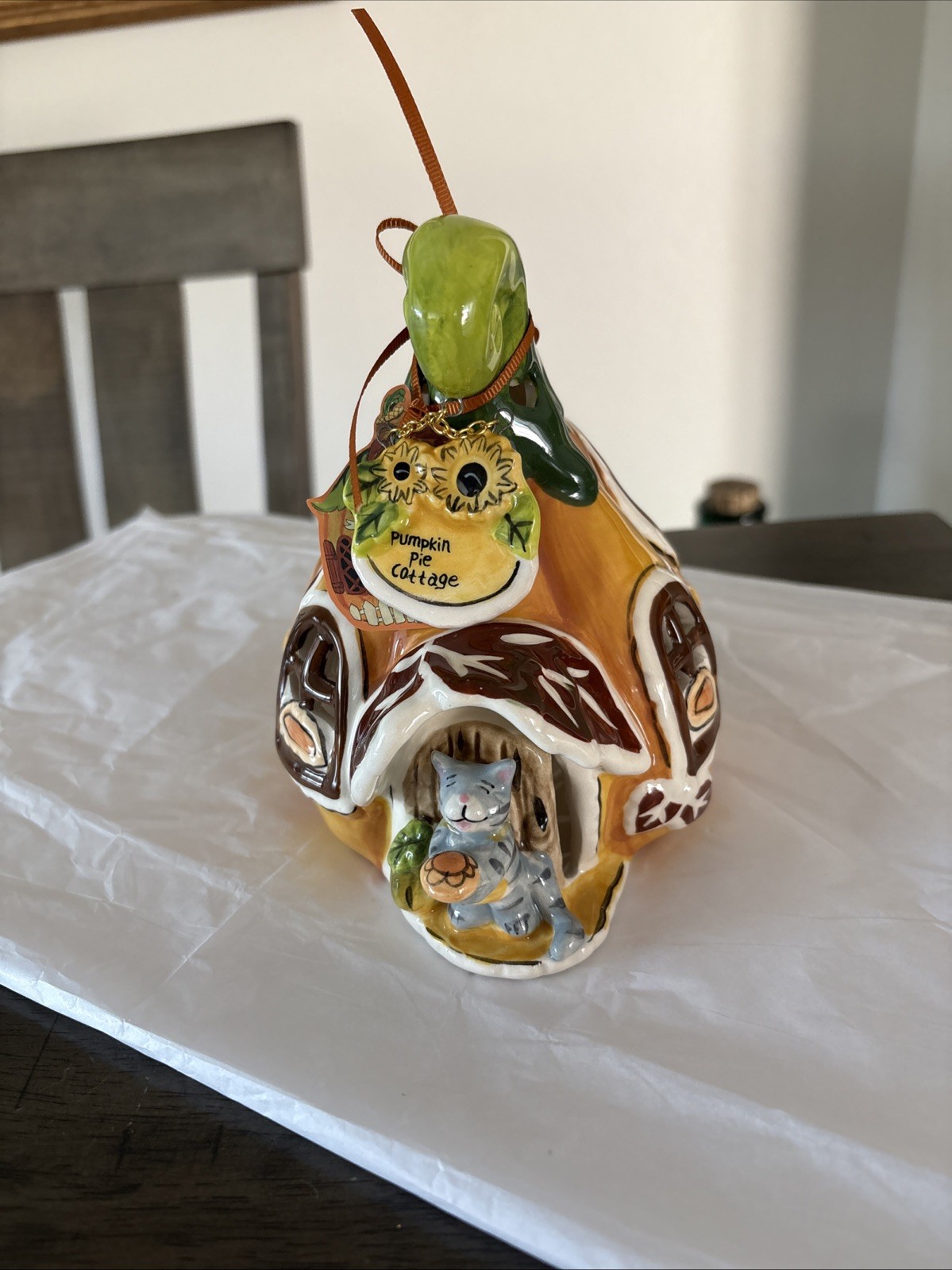 Blue Sky Clayworks Pumpkin Pie Candle House, FALL Village House, NEW