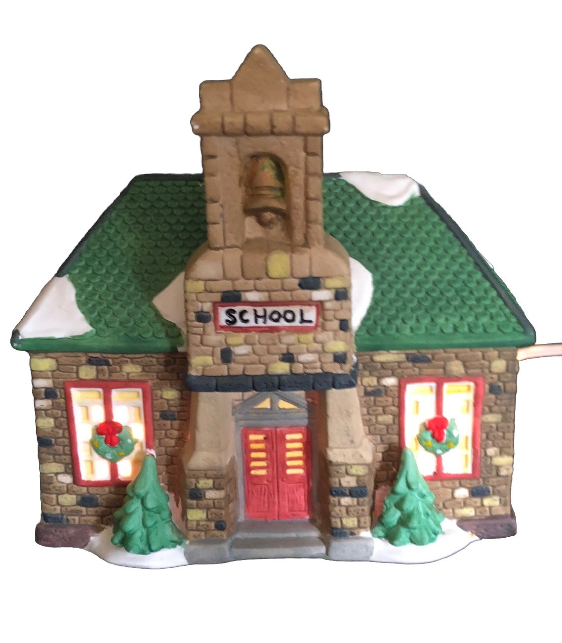 Vtg 1995 Dickens Town Series School Building Christmas Village W/Corded Light