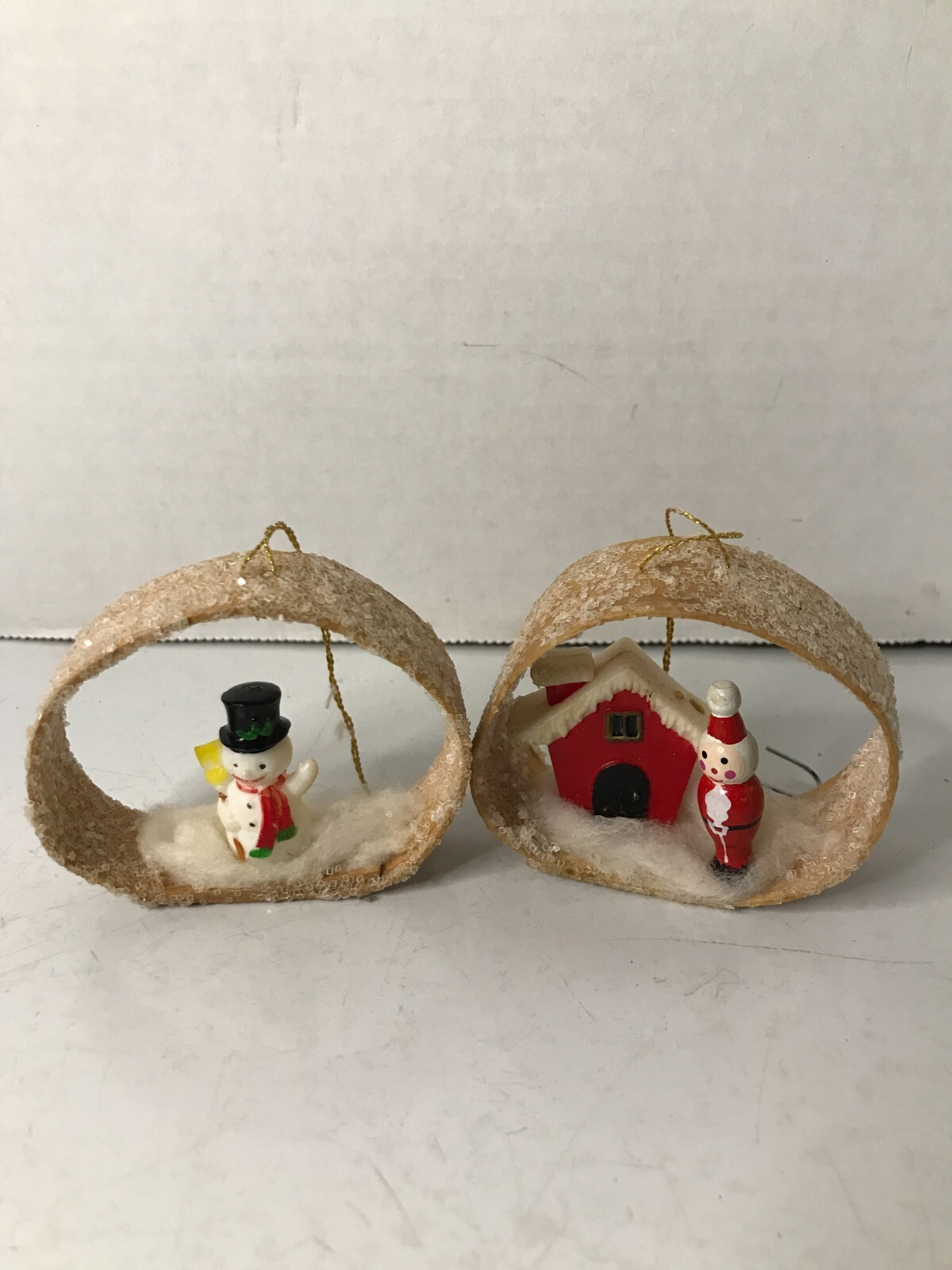 Vintage Cardboard / Paper Mache – Glitter Christmas Santa Snowman