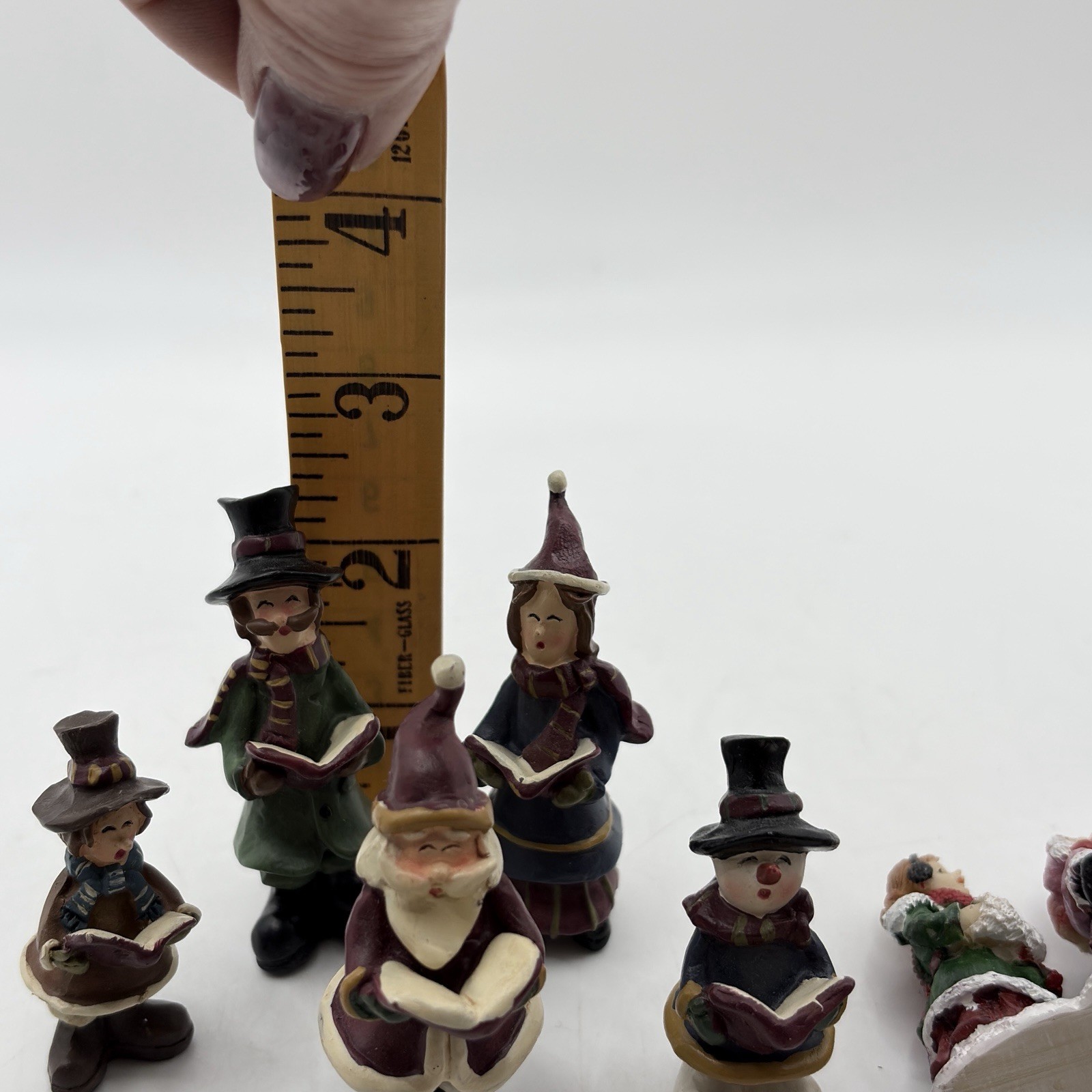 VTG Set Of Christmas Village Pieces People Figures Miniature Carolers Lot Of 7