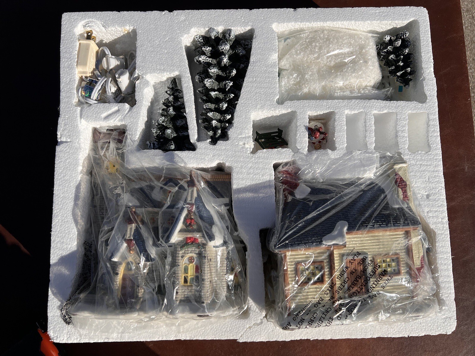New Year’s house set with Christmas trees