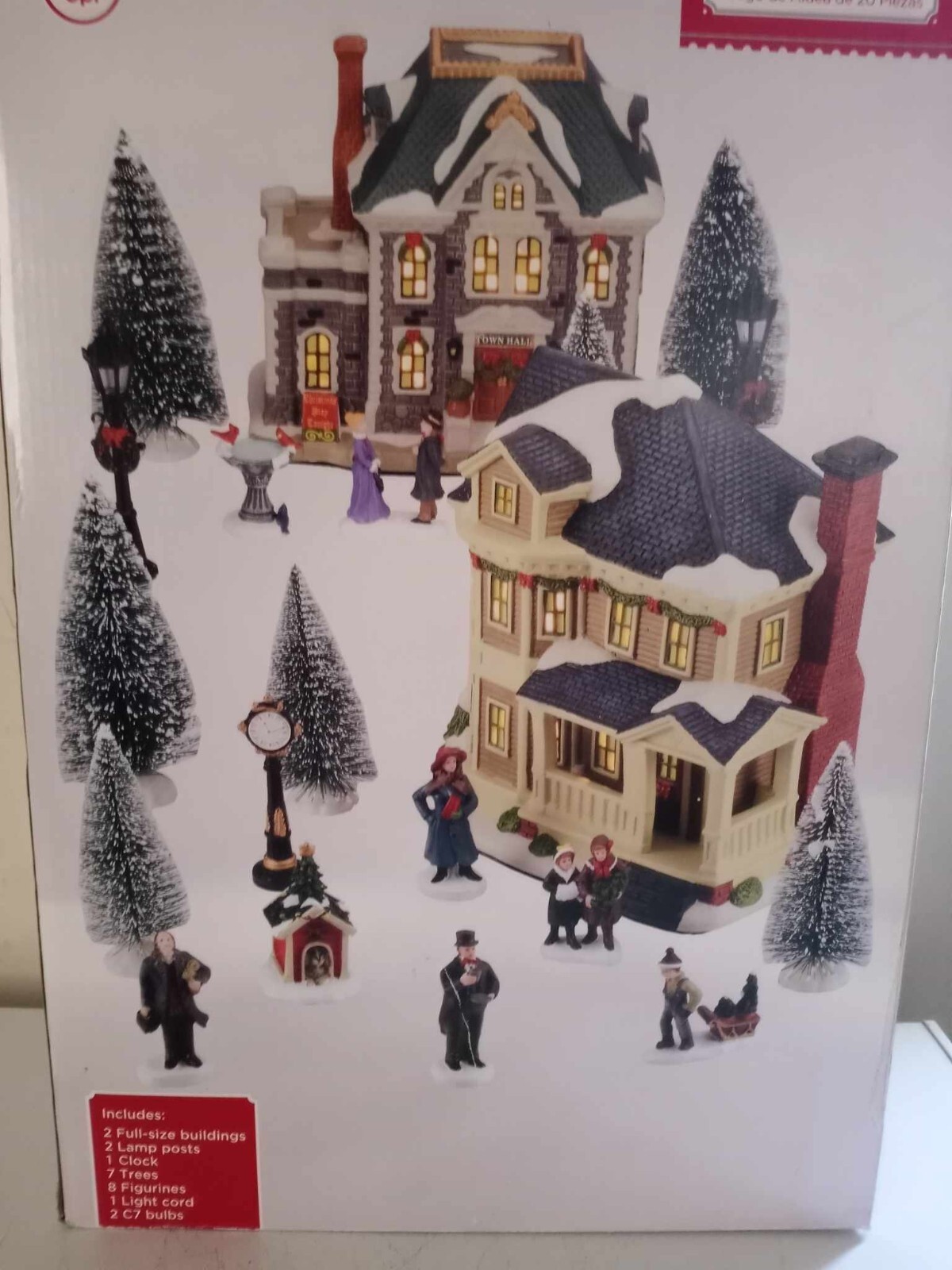 Holiday Time 20 Piece Village Set Lights Up Boxed Christmas Village & People