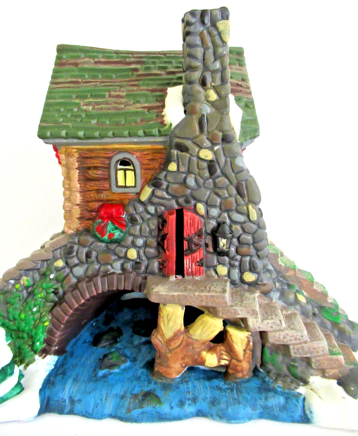 SANTA’S WORKBENCH “STONE BRIDGE WITH HOUSE” ~ (2001) ~ ** VILLAGE ACCESSORY **