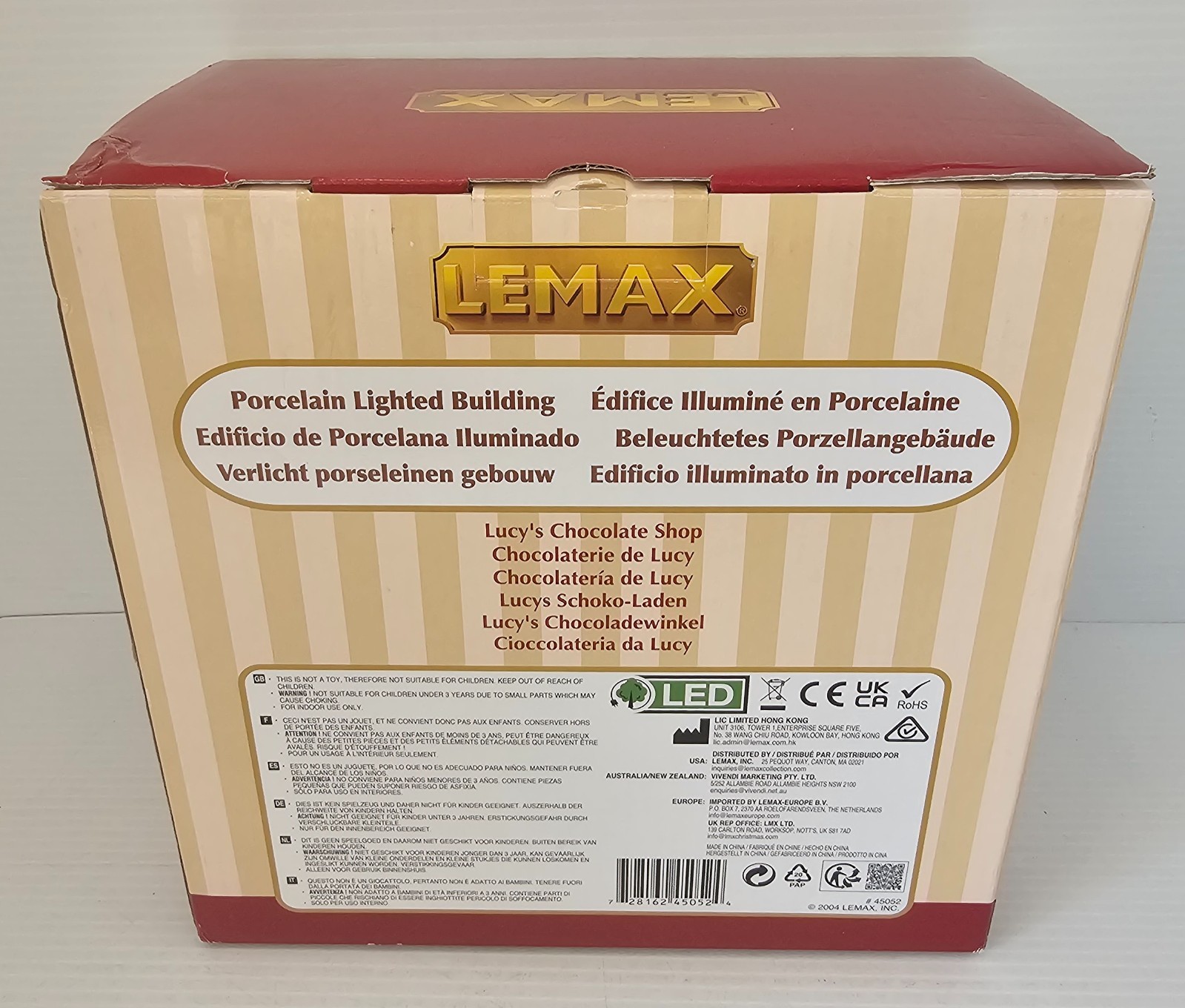 Lemax #45052 Village Collection ~ Lucy’s Chocolate Shop ~ Porcelain Lit 2004