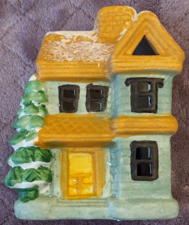 Vintage 1989 Winter Village Porcelain Votive Candle Hand Painted Hong Kong