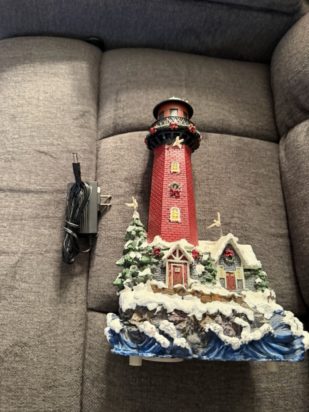 14″ Fiber Optic Christmas Lighthouse Table Top Deco