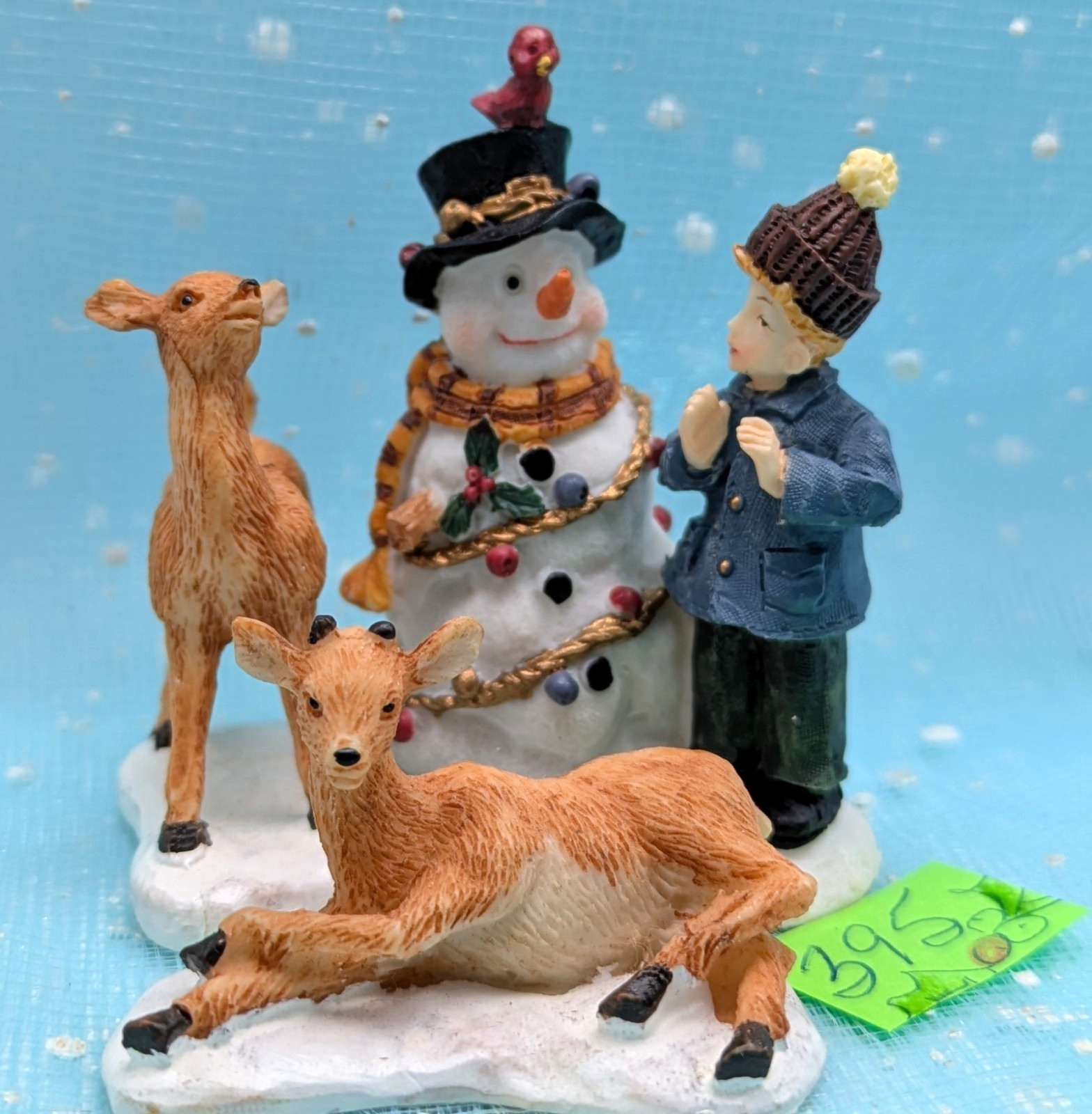 Boy Snowman Deer Bird animal friends Christmas Village Figurines LOOSE INV395