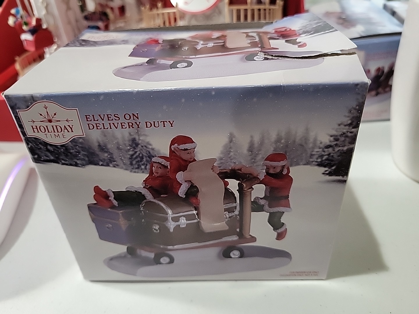 Christmas Village Elves Delivery Duty Decorative Figurine, 3.5″, by Holiday Time