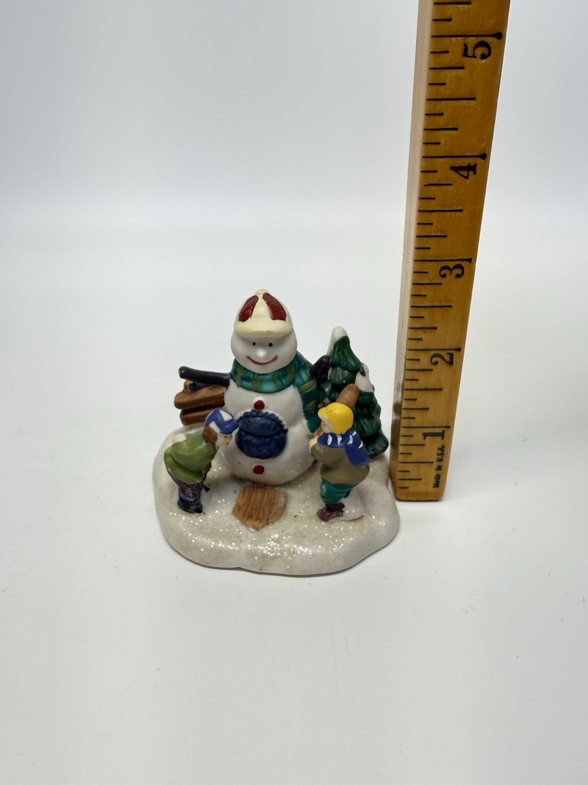 Vintage 2003 Cobblestone Corners SNOWMAN UMPIRE kid play baseball Christmas