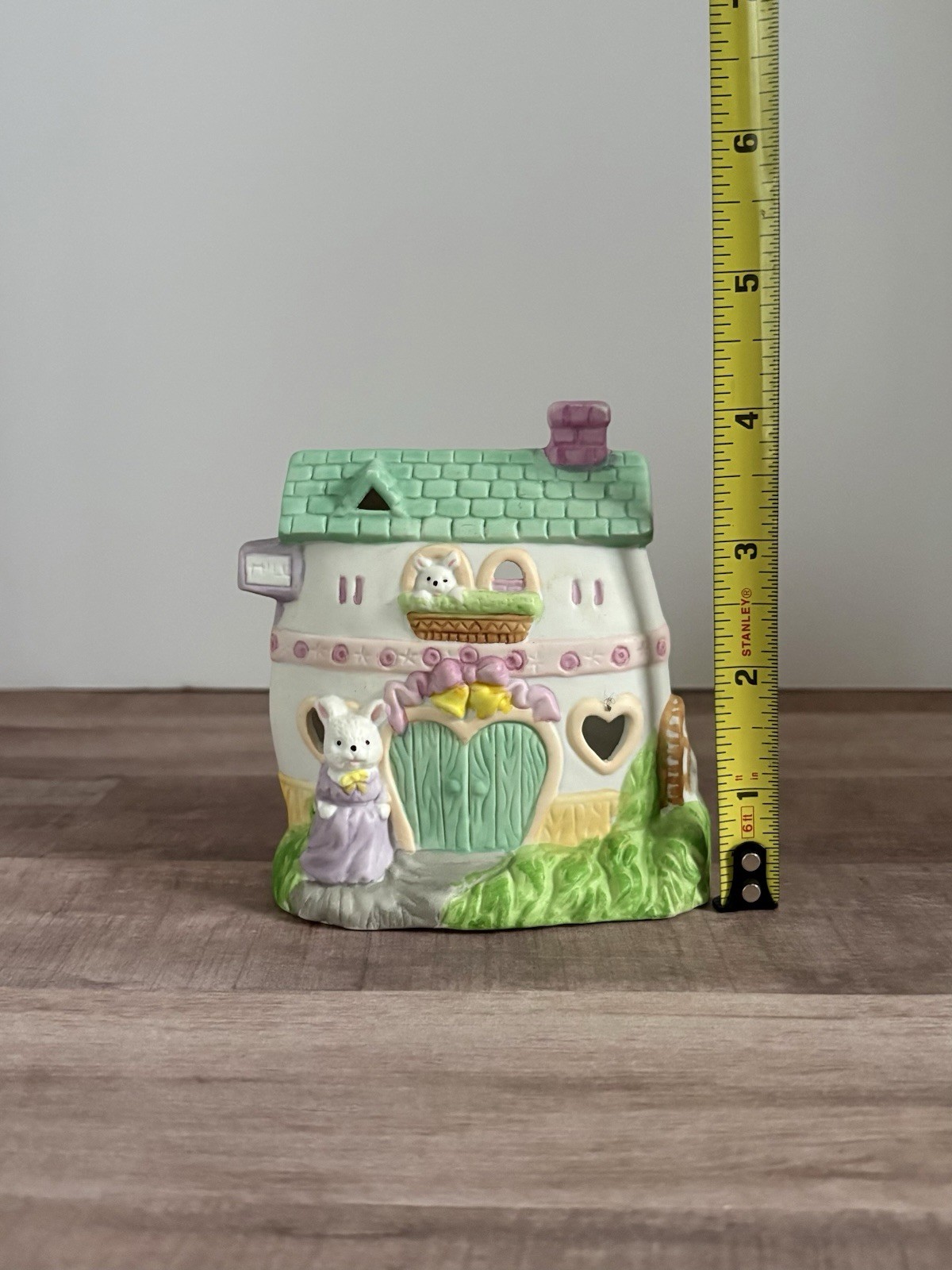 Vintage Easter Bunny Egg Mill House Ceramic Votive Candle Holder Hand Painted