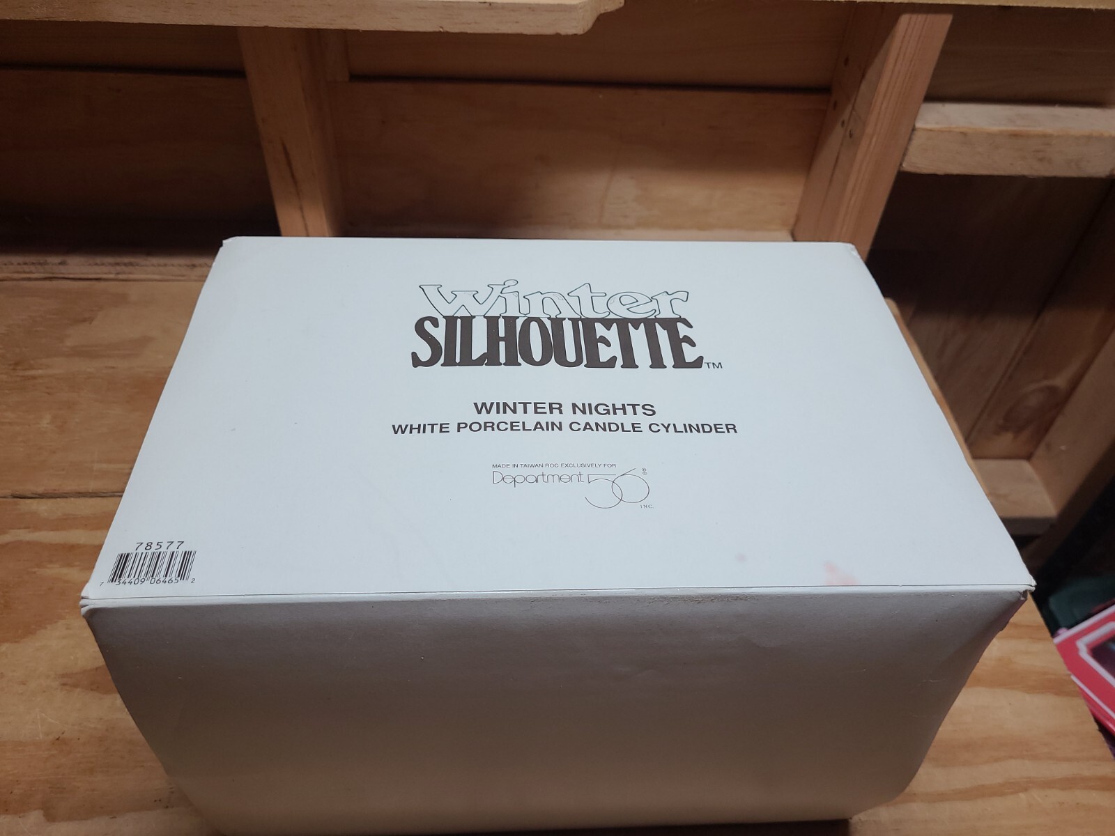 Dept 56 Winter Silhouette Winter Nights White Porcelain Candle Cylinder W/Box