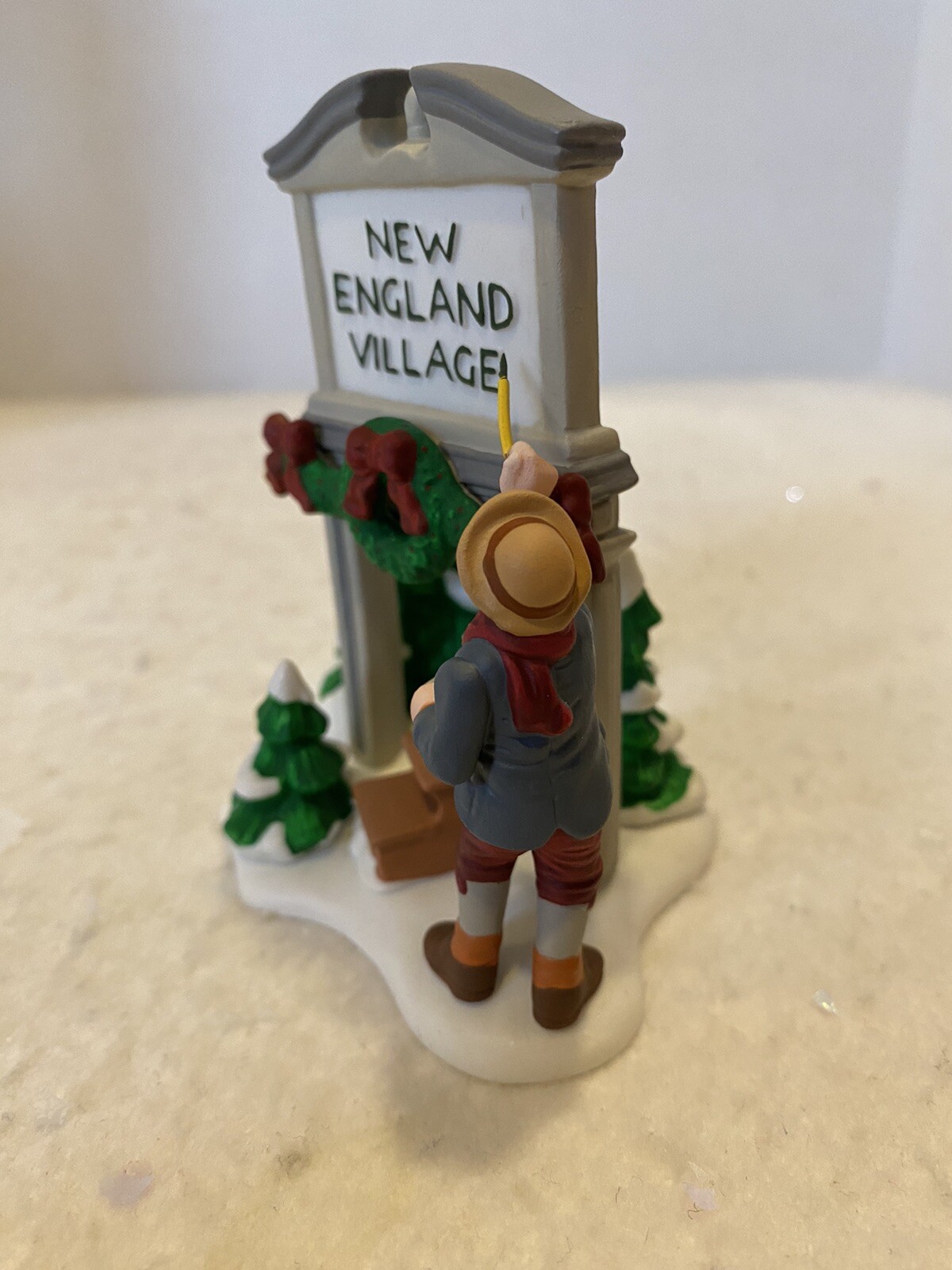 Vintage Dept 56 New England Village Sign Fresh Paint Boy 56592 5659-2 MIB