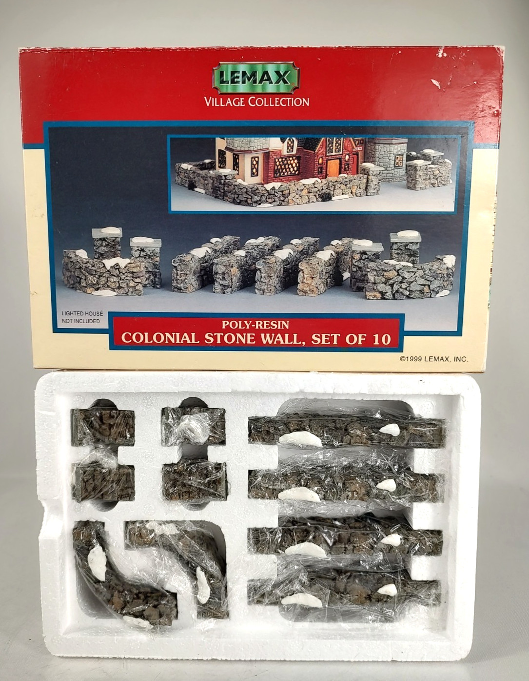 Vtg Lemax Village Collection Accessories Colonial Stone Wall Set/10 1999 Retired