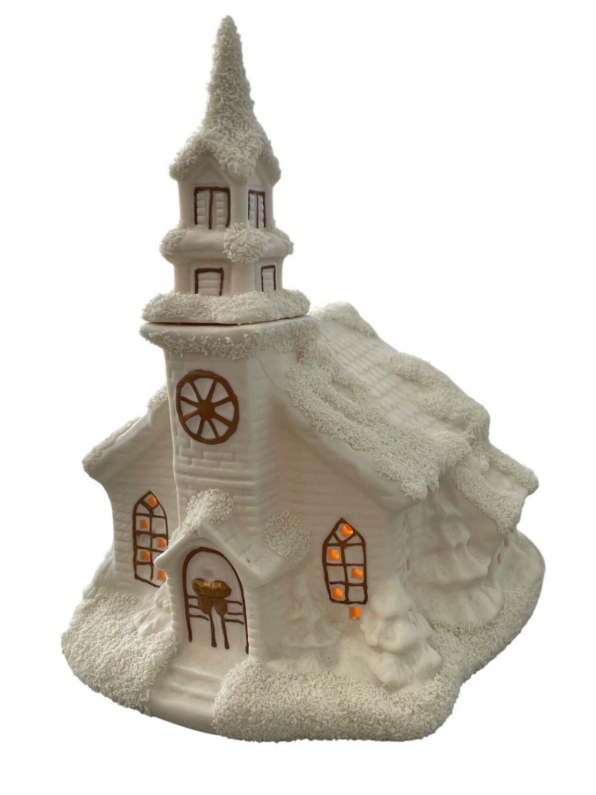 Albert Price Ceramic Snow Capped Church Light Up Decoration White Winter Scene