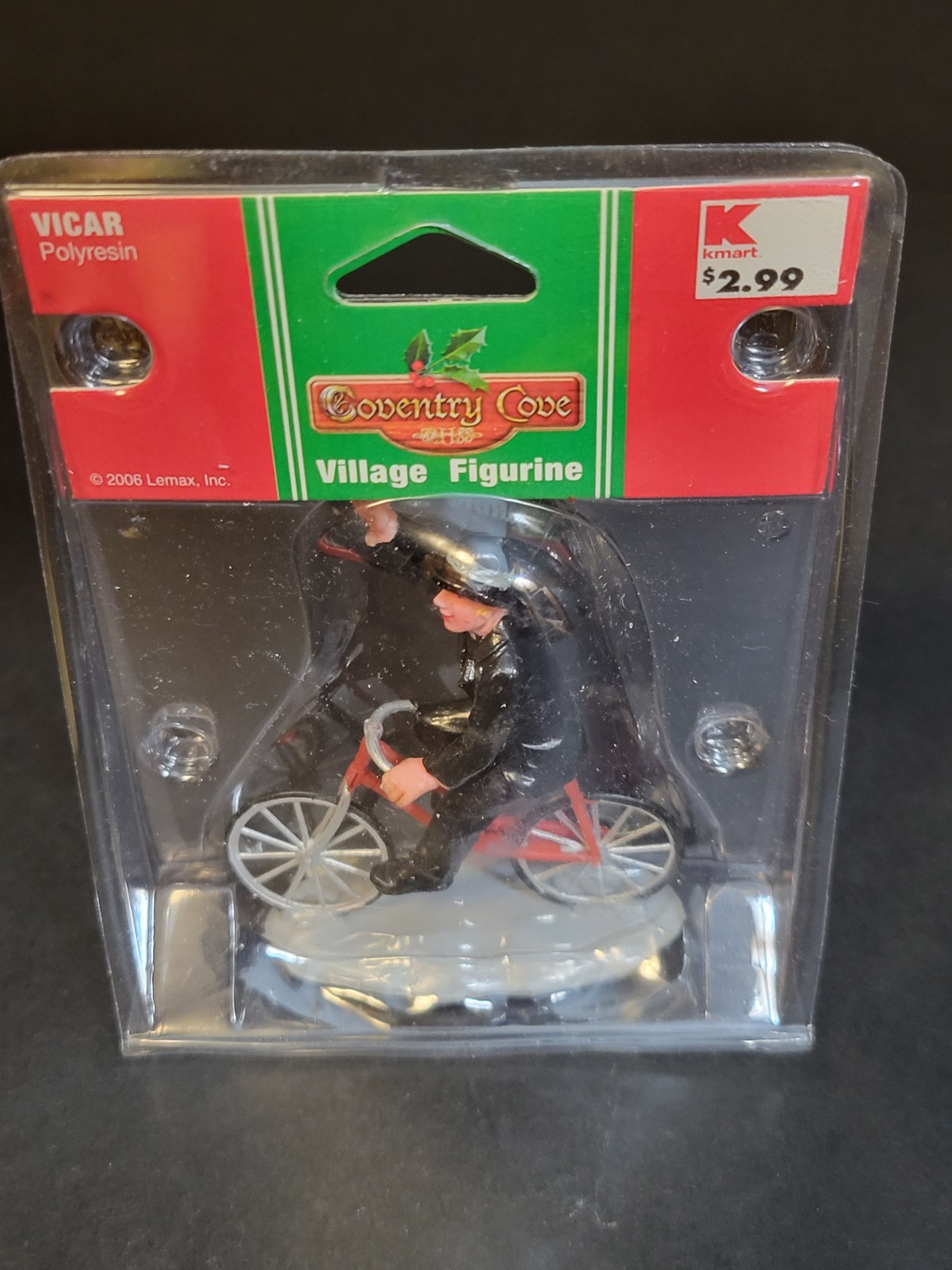 Lemax Christmas Village Town Vicar 62333 Priest Riding Bike Bicycle RARE HTF