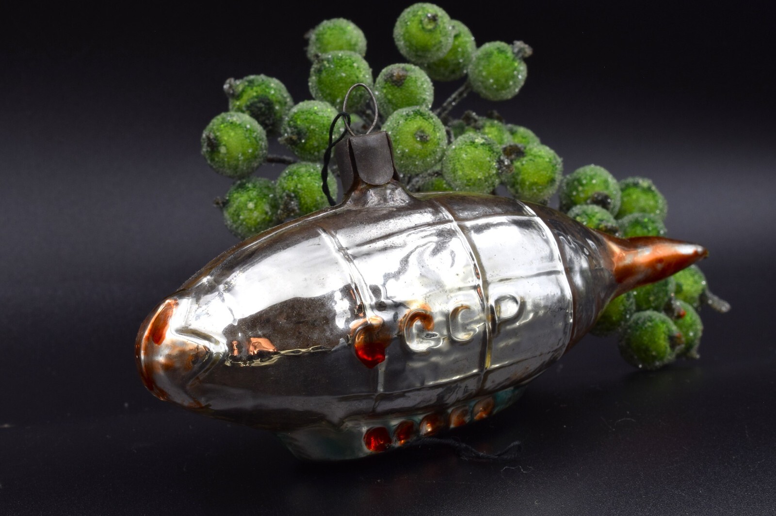 RRR 1960s VTG Christmas Glass airship Decoration toy DIRIGIBLE russian space old