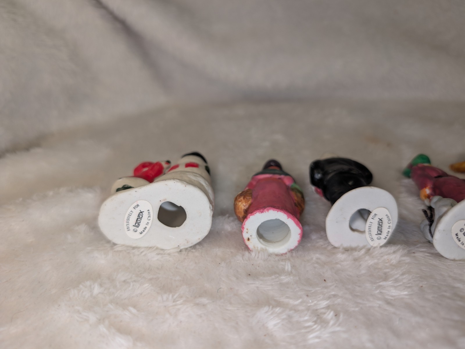 Lemax Christmas Figures Village Porcelain Santa Kids Snowman Priest Dog Lot of 6