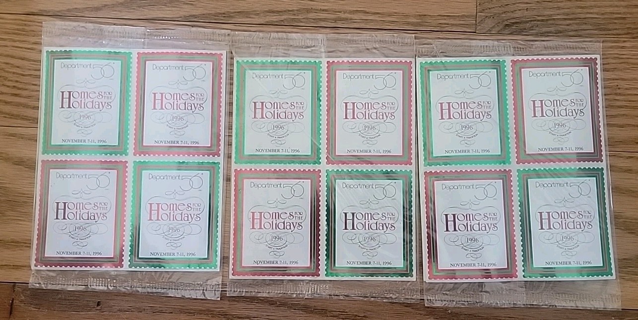 3 Vintage Department 56 Home For The Holidays Commemorative Stamps 1996