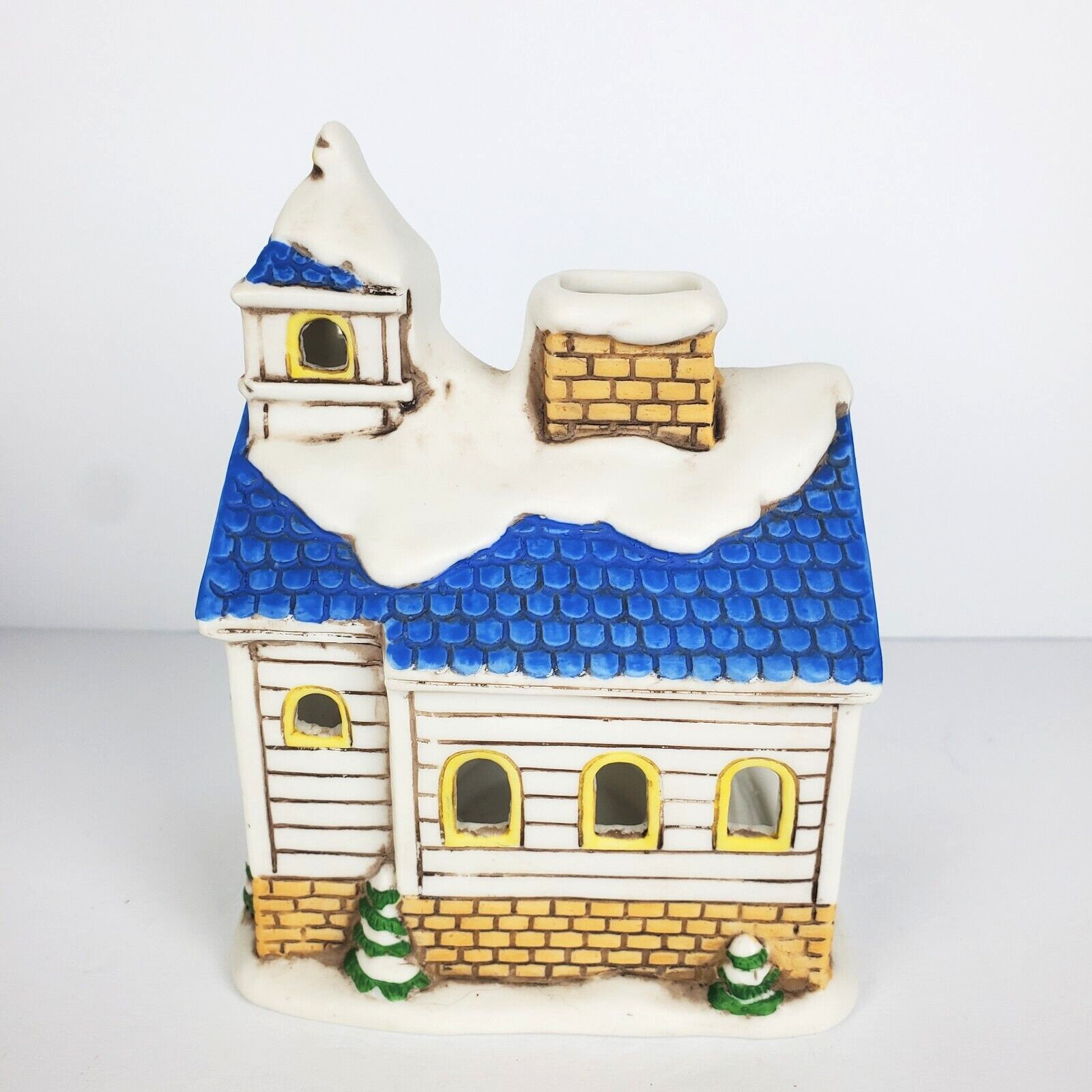Vintage 1988 Lefton Byron Wood Colonial Village Church Chapel Tea Light Holder