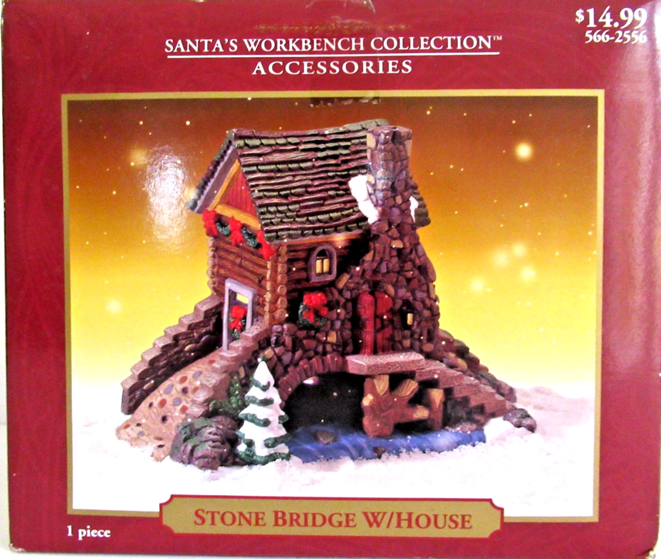 SANTA’S WORKBENCH “STONE BRIDGE WITH HOUSE” ~ (2001) ~ ** VILLAGE ACCESSORY **