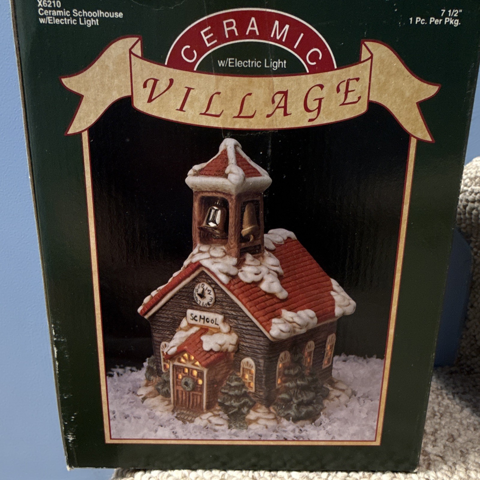 Ceramic Village Illuminated Schoolhouse Christmas Village, Boxed 7.5 in
